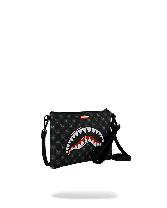 SPRAYGROUND® POUCHETTE SHARKS IN PARIS WTF BUBBLY BLACK CHECK CROSSOVER CLUTCH