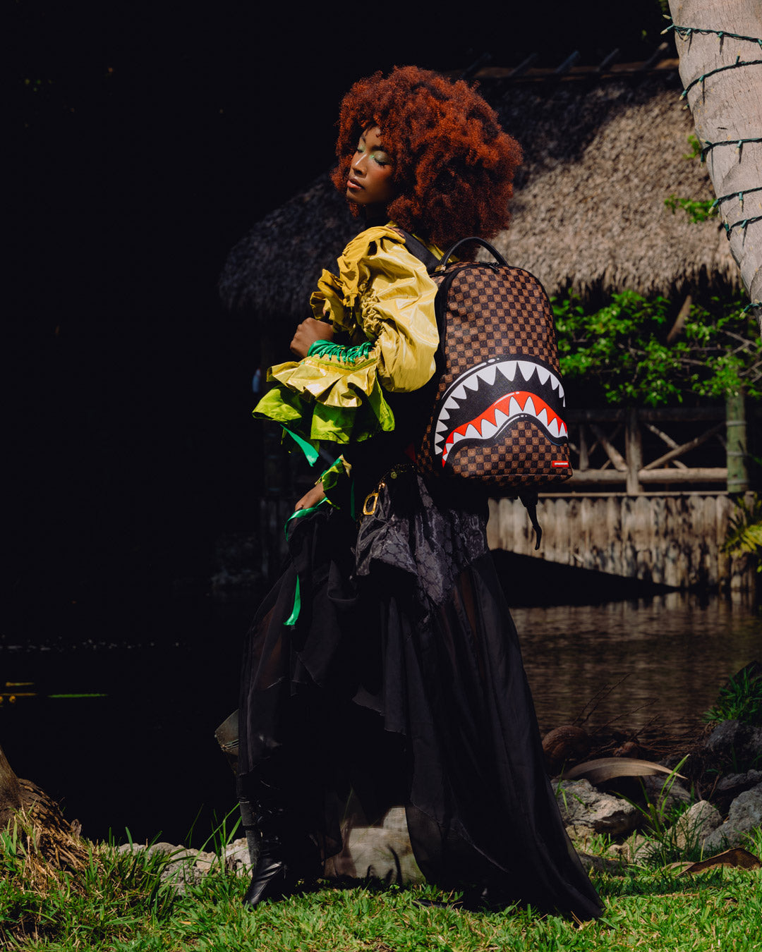 SPRAYGROUNDÂ® BACKPACK SHARKS IN PARIS WTF BUBBLE BROWN CHECK BACKPACK
