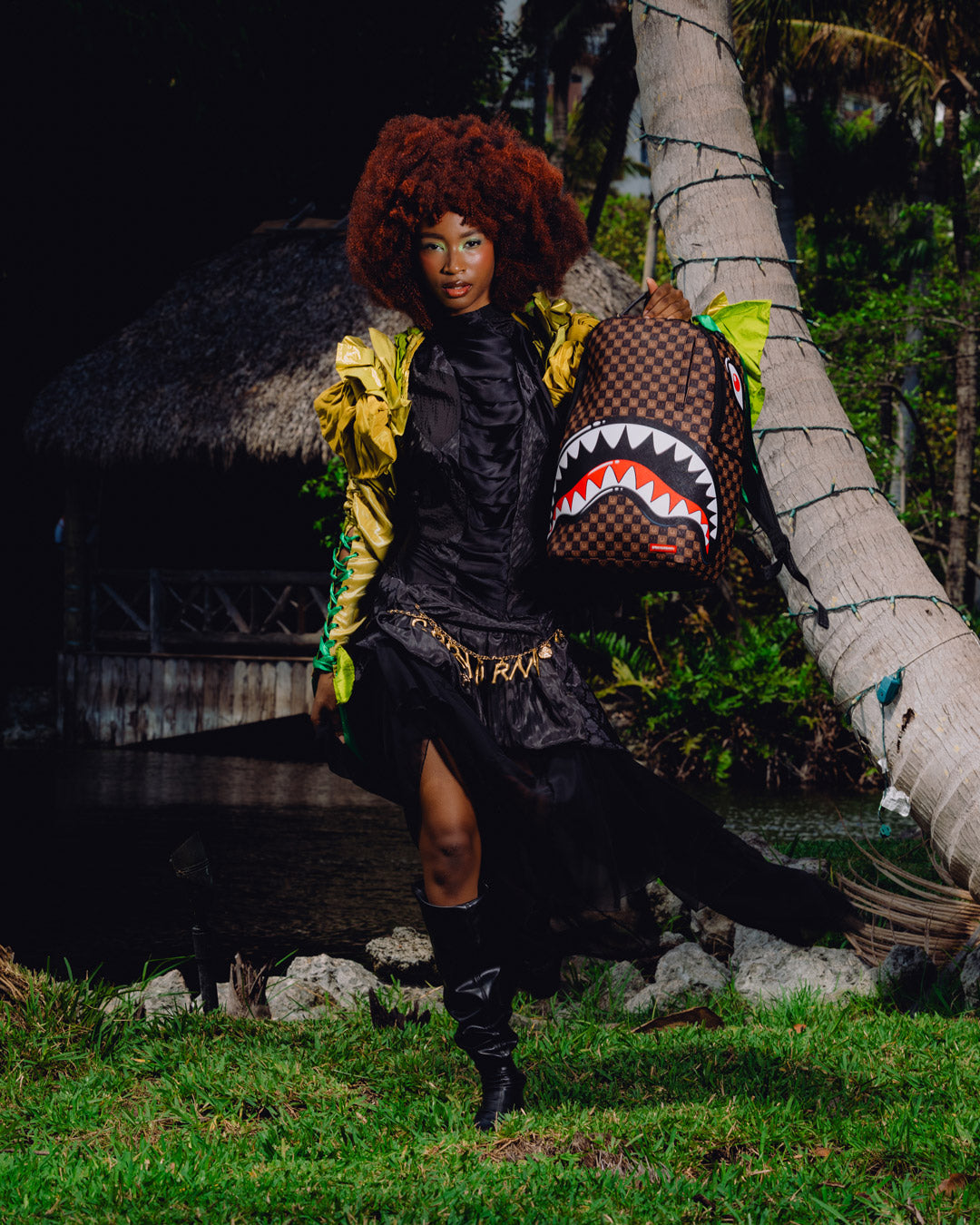 SPRAYGROUNDÂ® BACKPACK SHARKS IN PARIS WTF BUBBLE BROWN CHECK BACKPACK