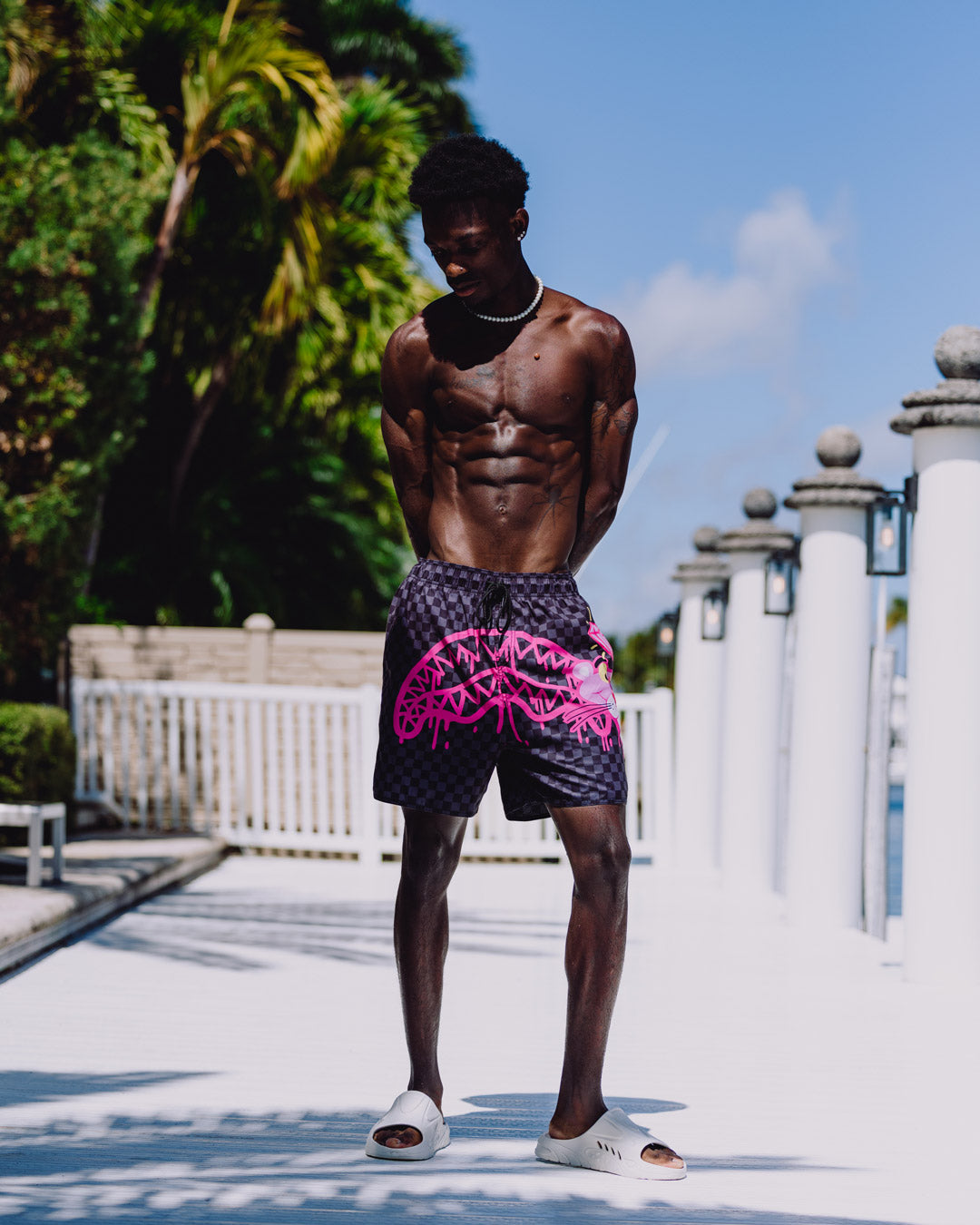 SPRAYGROUND® SWIM PINK PANTHER DIAMOND SHARK SWIM SHORTS