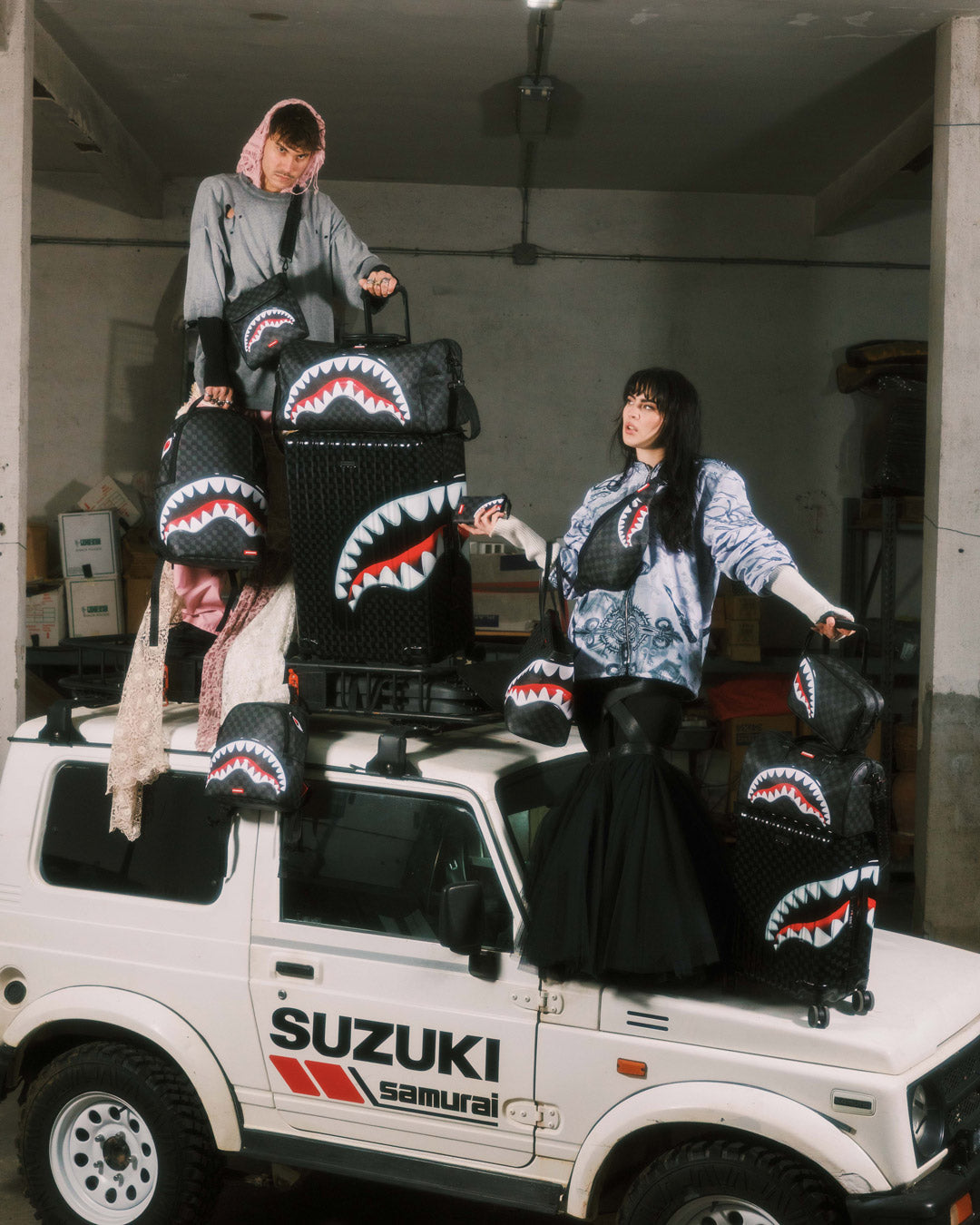 SPRAYGROUND® DUFFLE SHARKS IN PARIS BALLOON BLACK MINI DUFFLE