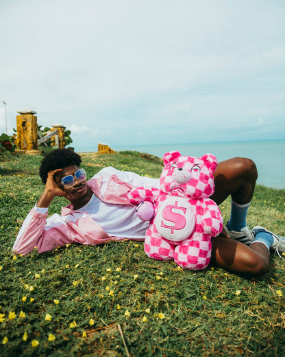 SPRAYGROUND® BACKPACK PINK FUR CHECK MONEYBEAR BACKPACK