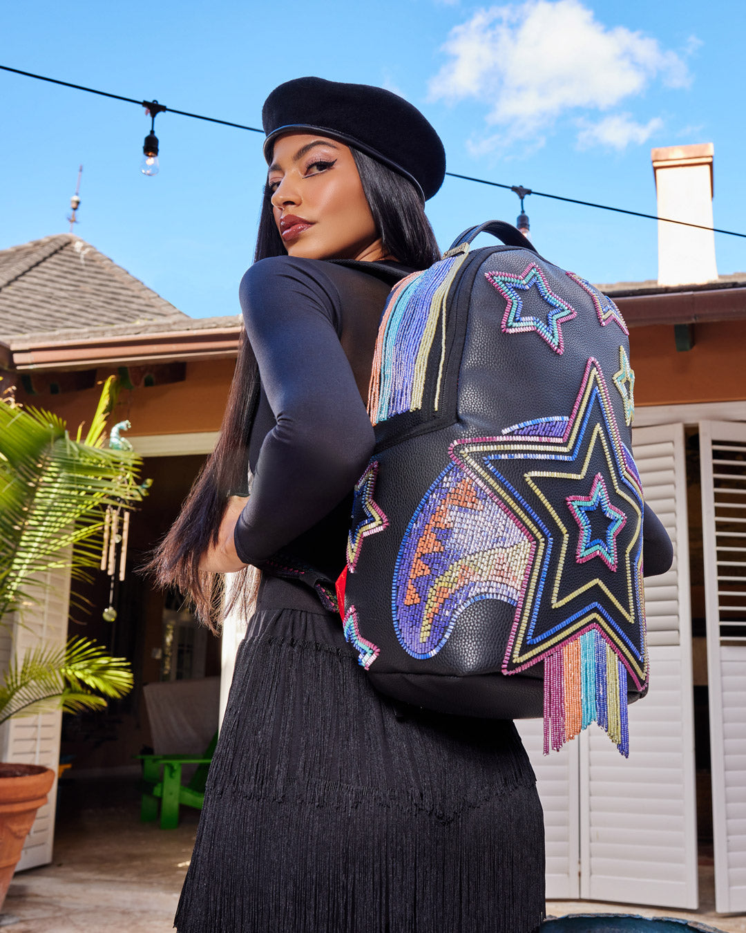 SPRAYGROUND® BACKPACK STAR RACER A.I.7 SANDFLOWER COLLAB BEADED BACKPACK