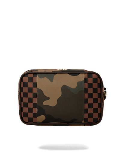 SPRAYGROUND® TOILETRY EXTERIOR GOLD ZIP POCKET SHARKS IN PARIS TOILETRY BRICKSIDE BAG