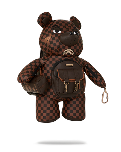 SPRAYGROUND® BACKPACK SPECIAL OPS BROWN CHECKERED MONEYBEAR TEDDYBEAR BACKPACK