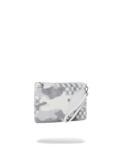 SPRAYGROUND® POUCHETTE WHITE 3AM FURR CROSSOVER CLUTCH