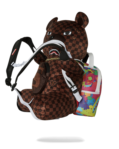 SPRAYGROUND® BACKPACK BEAR WEARING BACKPACK AS A BACKPACK