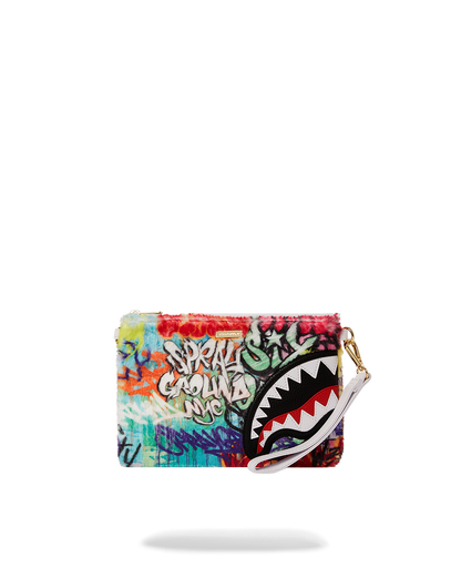 SPRAYGROUND® POUCHETTE GRAFFITI FAUX FUR CROSSOVER CLUTCH