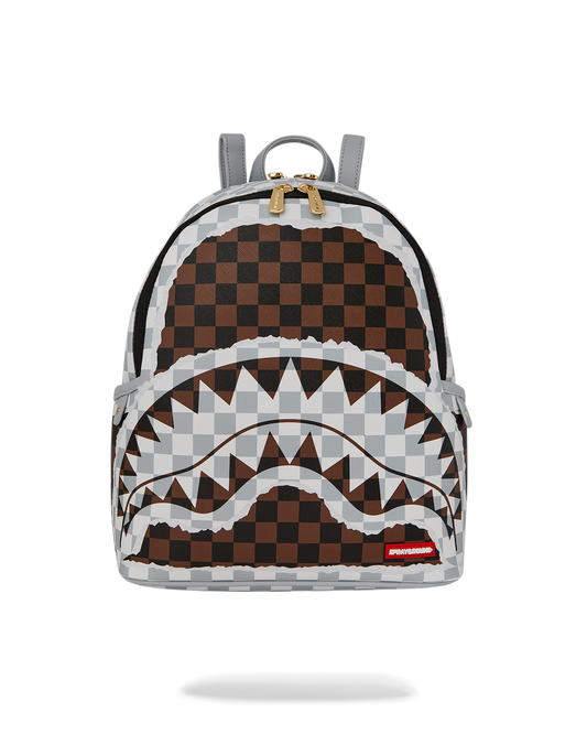 SPRAYGROUND® BACKPACK CREAM AND BROWN TEAR CHECK SAVAGE BACKPACK