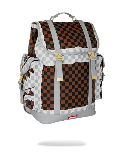 SPRAYGROUND® BACKPACK CREAM AND BROWN TEAR CHECK MONTE CARLO