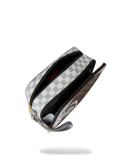 SPRAYGROUND® TOILETRY CREAM AND BROWN TEAR CHECK TOILETRY BRICK