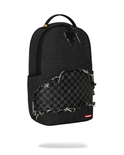 SPRAYGROUNDÂ® BACKPACK BLACK DENIM TEAR SHARK BACKPACK