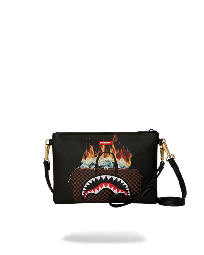 SPRAYGROUND® POUCHETTE BAG OF MONEY ON FIRE CROSSOVER CLUTCH