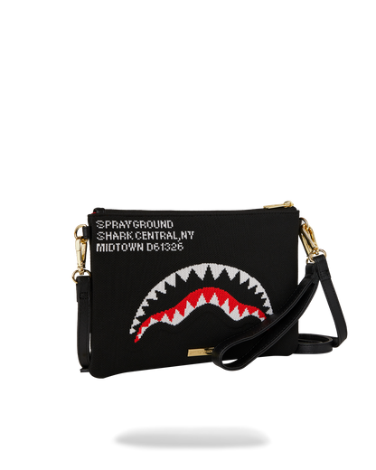 SPRAYGROUND® POUCHETTE SHARK CENTRAL KNIT CROSSOVER CLUTCH