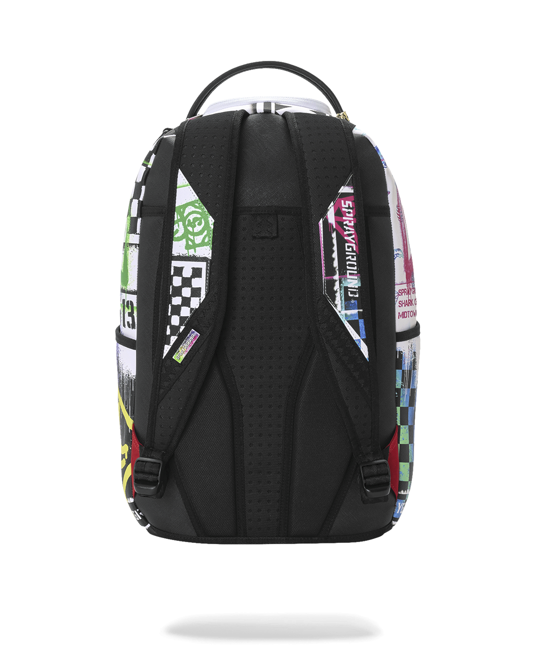 SPRAYGROUND® BACKPACK STENCIL SHARK ATTACK BLACK AND WHITE SPLIT BACKPACK