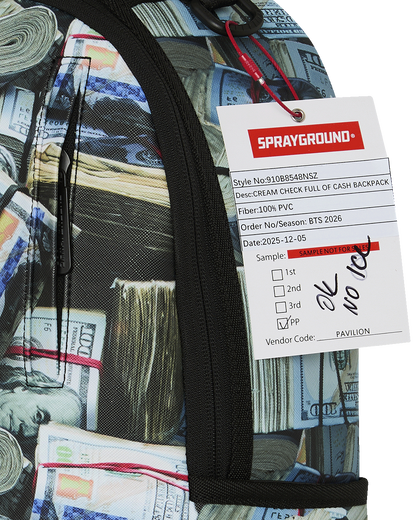 SPRAYGROUNDÂ® BACKPACK CREAM CHECK FULL OF CASH BACKPACK