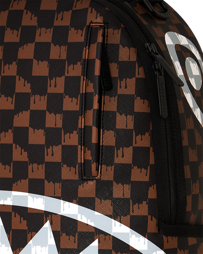 SPRAYGROUND® BACKPACK BROWN AND CREAM DRIP CHECK SHARK BACKPACK