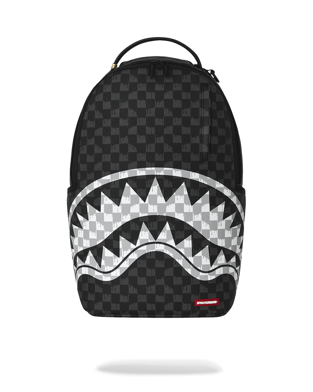 SPRAYGROUND® BACKPACK BLACK AND WHITE DRIP CHECK SHARK BACKPACK
