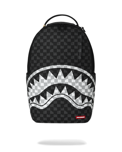 SPRAYGROUND® BACKPACK BLACK AND WHITE DRIP CHECK SHARK BACKPACK