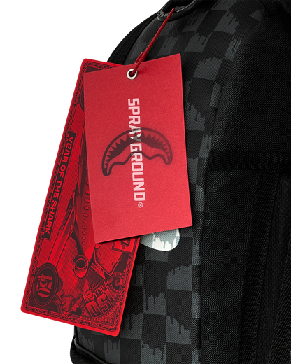 SPRAYGROUND® BACKPACK BLACK AND WHITE DRIP CHECK SHARK BACKPACK