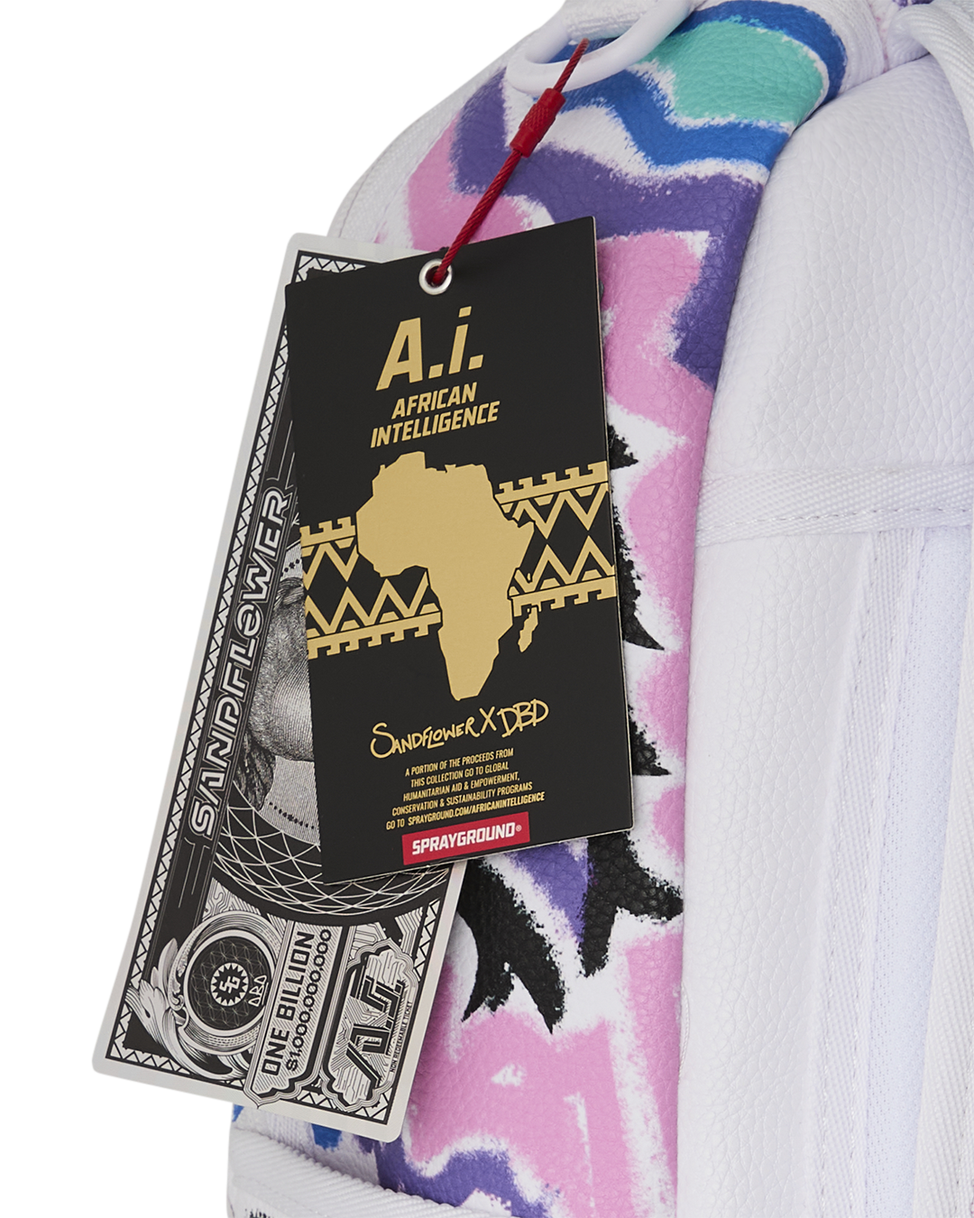 SPRAYGROUND® BACKPACK A.I. AFRICAN INTELLIGENCE MOTIVATED MOTION BACKPACK - SANDFLOWER COLLAB