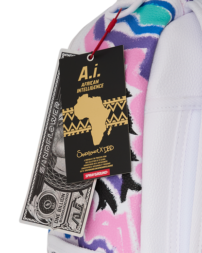 SPRAYGROUND® BACKPACK A.I. AFRICAN INTELLIGENCE MOTIVATED MOTION BACKPACK - SANDFLOWER COLLAB