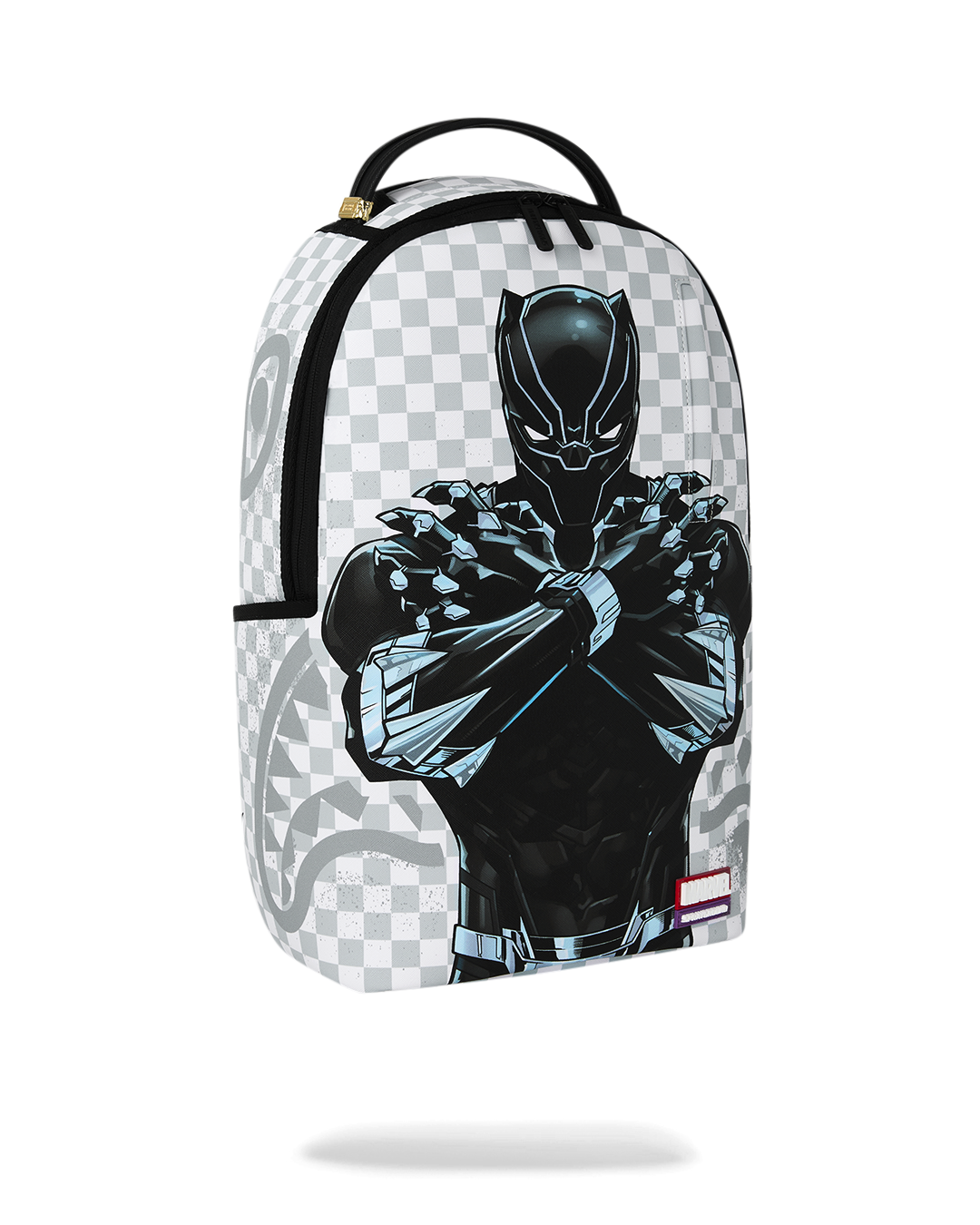 SPRAYGROUNDÂ® BACKPACK MARVEL BLACK PANTHER WAKANDA FOREVER ON WHITE CHECK BACKPACK