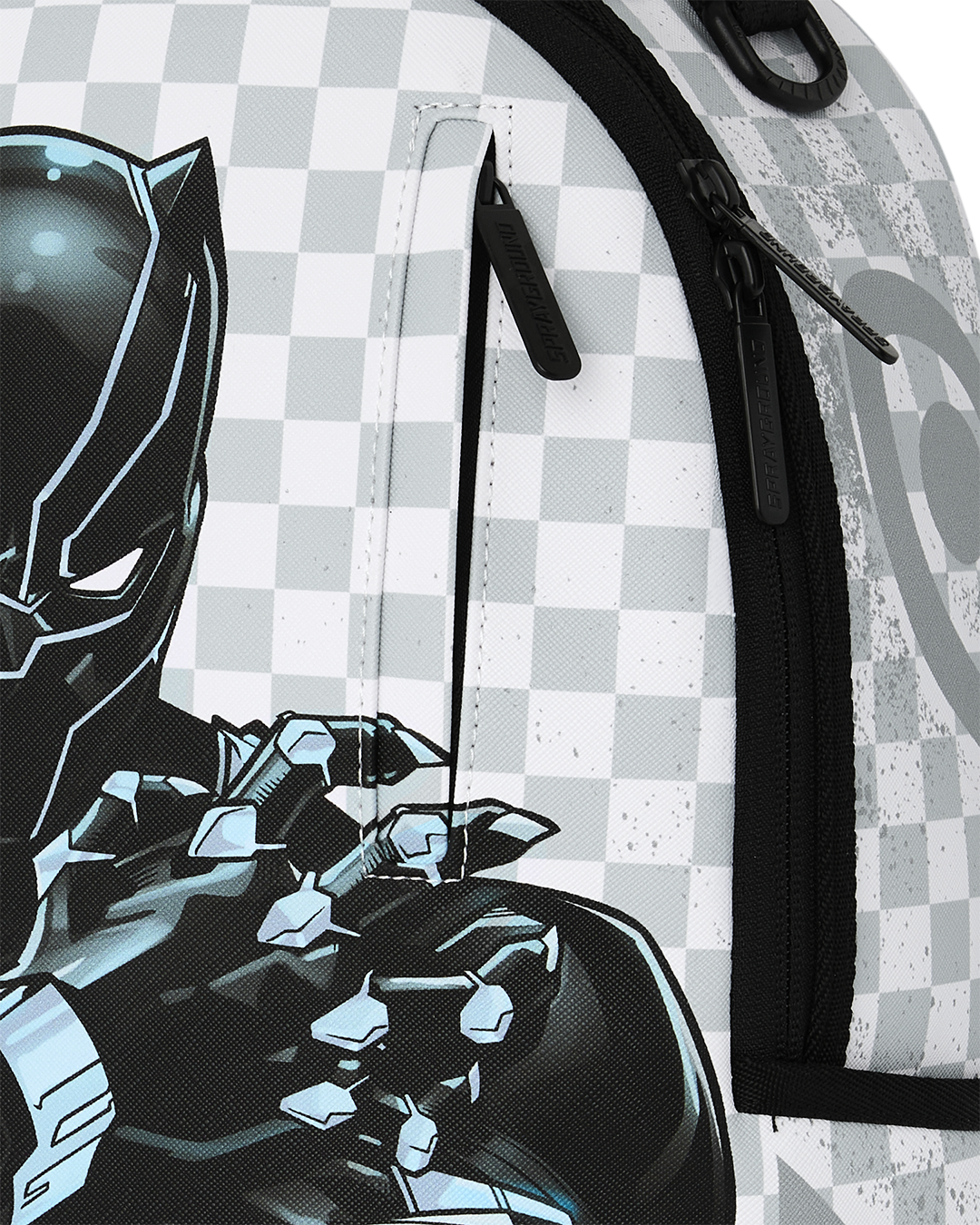SPRAYGROUNDÂ® BACKPACK MARVEL BLACK PANTHER WAKANDA FOREVER ON WHITE CHECK BACKPACK