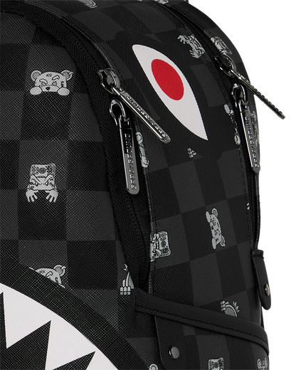 SPRAYGROUND® BACKPACK GRAY PEEKING CHARACTER CHECK SAVAGE BACKPACK