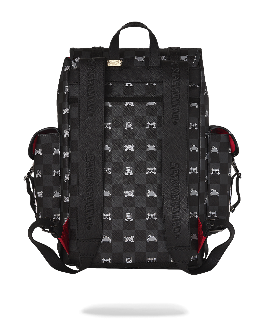 SPRAYGROUND® BACKPACK GRAY PEEKING CHARACTER CHECK MONTE CARLO BACKPACK