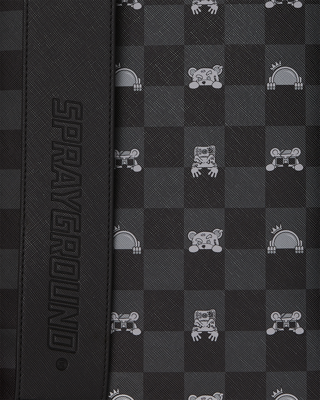 SPRAYGROUND® BACKPACK GRAY PEEKING CHARACTER CHECK MONTE CARLO BACKPACK