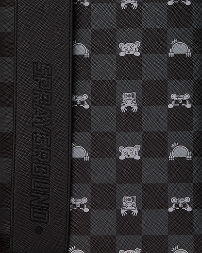 SPRAYGROUND® BACKPACK GRAY PEEKING CHARACTER CHECK MONTE CARLO BACKPACK