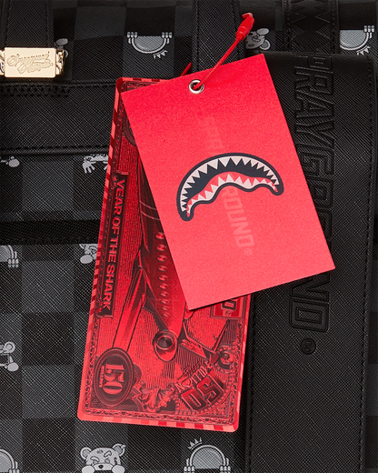 SPRAYGROUND® BACKPACK GRAY PEEKING CHARACTER CHECK MONTE CARLO BACKPACK