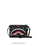 SPRAYGROUND® POUCHETTE GRAY PEEKING CHARACTER CHECK CROSSOVER CLUTCH
