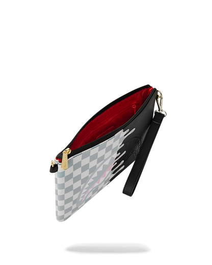 SPRAYGROUND® POUCHETTE CREAM CHECK SIDE DRIP CROSSOVER CLUTCH