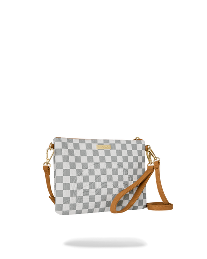 SPRAYGROUND® POUCHETTE GRAFF EMBOSSED CREAM CHECK CROSSOVER CLUTCH