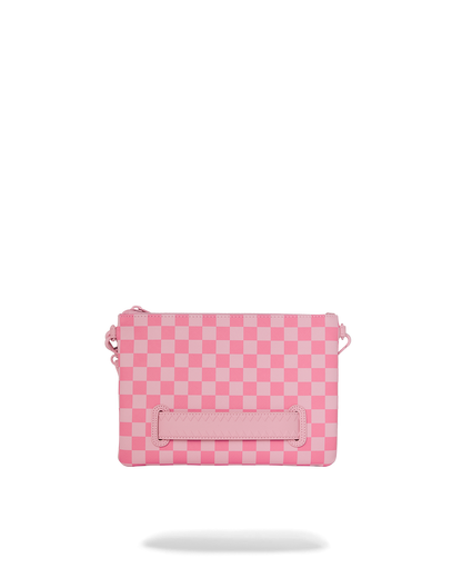 SPRAYGROUND® POUCHETTE PINK SHARKS IN PARIS PATCH CROSSOVER CLUTCH