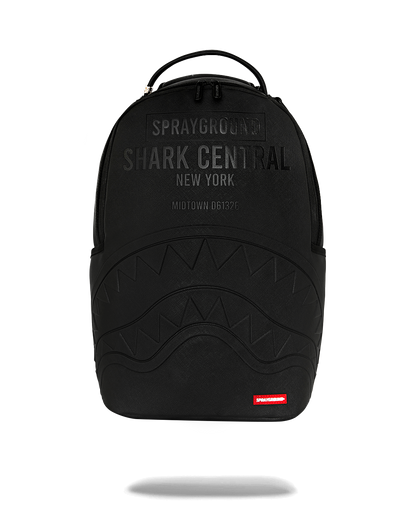 SPRAYGROUNDÂ® BACKPACK SHARK CENTRAL EMBOSSED BLACK NYLON BACKPACK