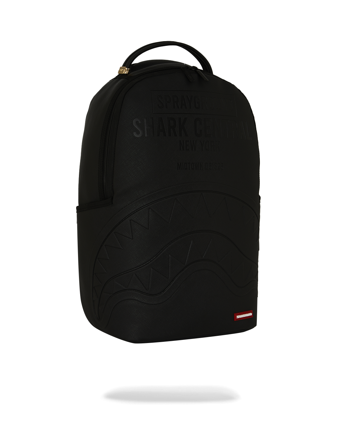 SPRAYGROUNDÂ® BACKPACK SHARK CENTRAL EMBOSSED BLACK NYLON BACKPACK