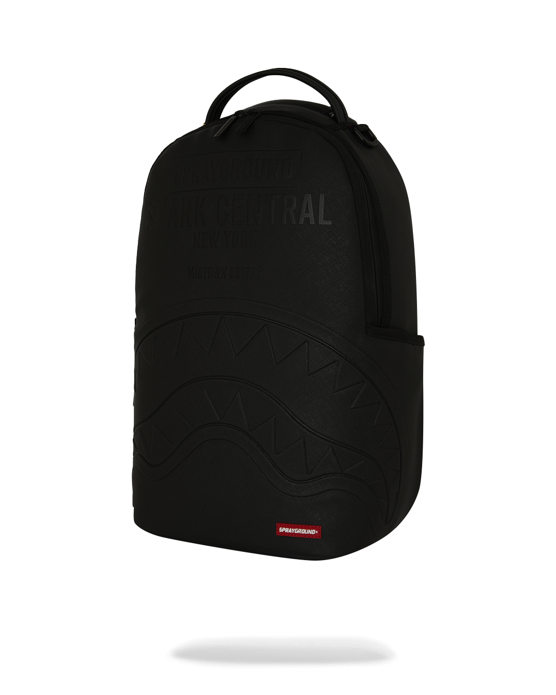 SPRAYGROUNDÂ® BACKPACK SHARK CENTRAL EMBOSSED BLACK NYLON BACKPACK