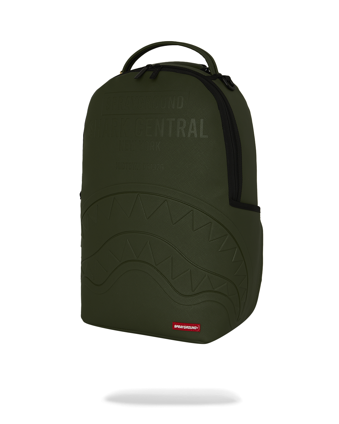 SPRAYGROUND® BACKPACK SHARK CENTRAL EMBOSSED GREEN NYLON BACKPACK