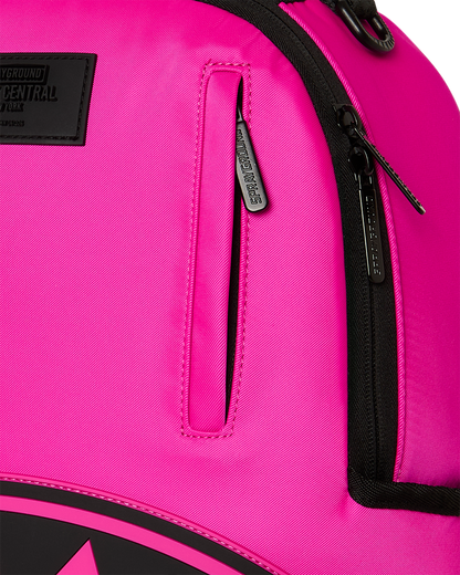 SPRAYGROUND® BACKPACK SHARK CENTRAL WHITE STENCIL SHARK PINK NYLON BACKPACK
