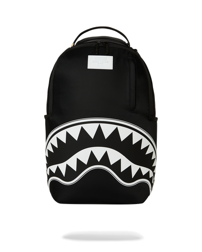 SPRAYGROUND® BACKPACK SHARK CENTRAL WHITE STENCIL SHARK BLACK NYLON BACKPACK