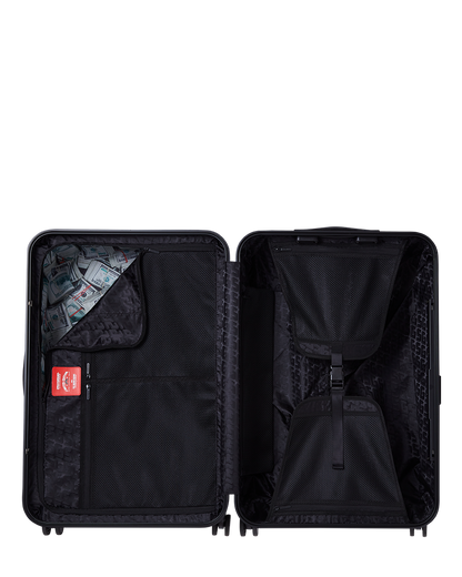SPRAYGROUND® LUGGAGE REALITY CHECK SHARKNAUTICS HARDSHELL FULL-SIZE JETBLACK LUGGAGE (GUNMETAL HARDWARE)
