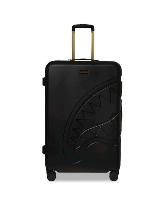 SPRAYGROUND® LUGGAGE REALITY CHECK SHARKNAUTICS HARDSHELL FULL-SIZE JETBLACK LUGGAGE (GOLD HARDWARE)