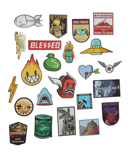 SPRAYGROUND® LUGGAGE CARGO PATCHES SHARKITECTURE FULL-SIZE LUGGAGE
