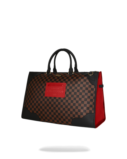 SPRAYGROUND® DUFFLE RED REDEMPTION PYRAMID DUFFLE