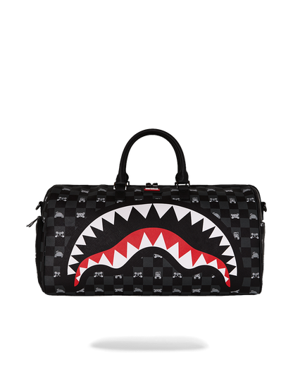 SPRAYGROUND® DUFFLE GRAY PEEKING CHARACTER CHECK DUFFLE