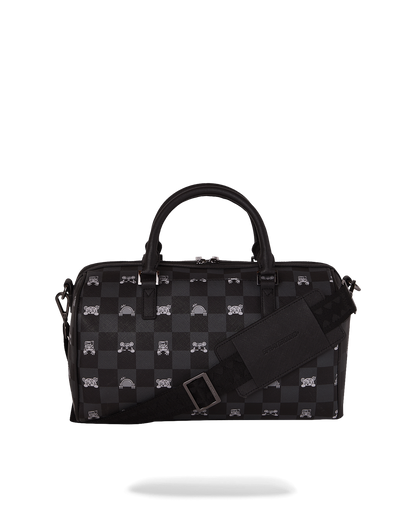 SPRAYGROUND® DUFFLE GRAY PEEKING CHARACTER CHECK MINI DUFFLE