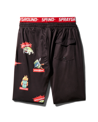 SPRAYGROUND® SWIM PATCH ALL-IN CORTO SWIM TRUNKS (BLACK)